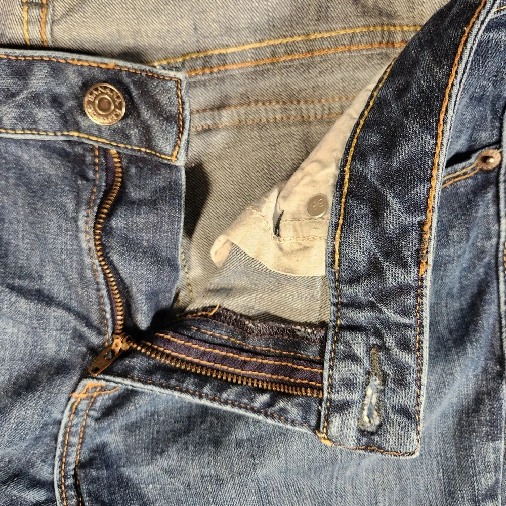 Banana Republic Bootcut Jeans‎ Men 10R Good Frayed Hem Stretch Denim FRAYED HEEL